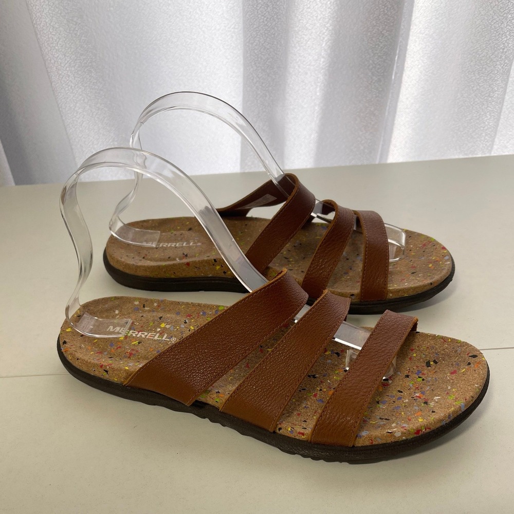 Merrell Womens Brown Napa Valley Slide Sandals Cork Footbed Size 10‎